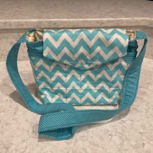 Purse-turquoise and white chevron