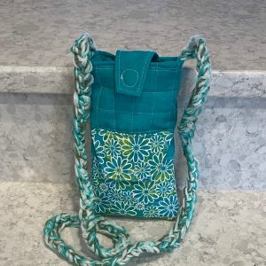 Phone pouch-teal and blue floral