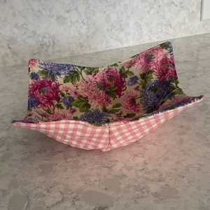 Bowl Cozie-pink gingham and flowers