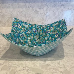Bowl Cozie-aqua gingham and floral