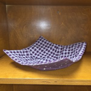 Bowl Cozie Purple Checkered And Stars