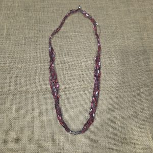 Necklace Crocheted Red, Pink, And Purple