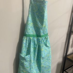 Apron-green and blue floral